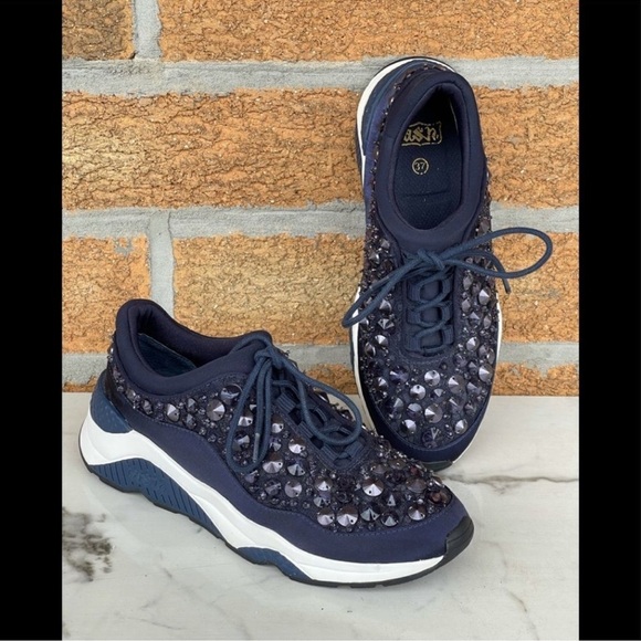 ASH
MIDNIGHT 'MUSE BEADS' EMBELLISHED
LACE AND SATIN SNEAKERS 37/7 - Picture 14 of 14